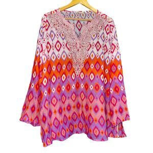 Soft Surroundings Multicolor Diamond Blouse